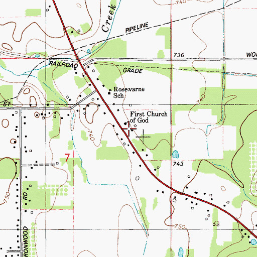 Topographic Map of Rosewarne School, MI