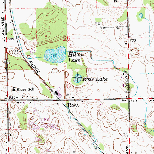 Topographic Map of Ross Lake, MI
