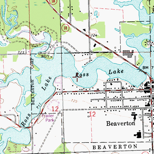 Topographic Map of Ross Lake, MI