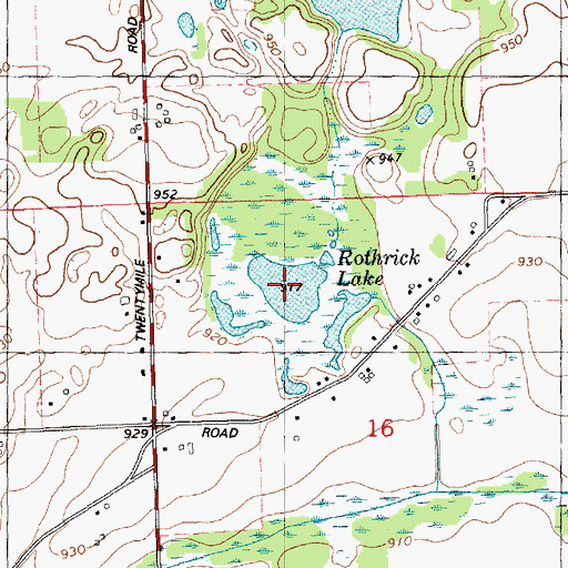Topographic Map of Rothrick Lake, MI
