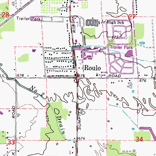 Topographic Map of Roulo, MI