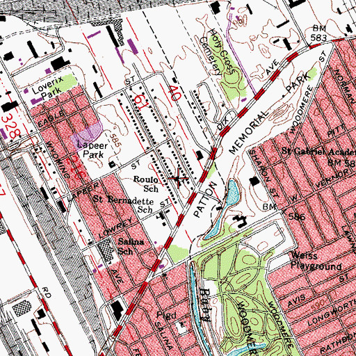 Topographic Map of Roulo School, MI