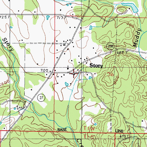 Topographic Map of Story Church of God, AR