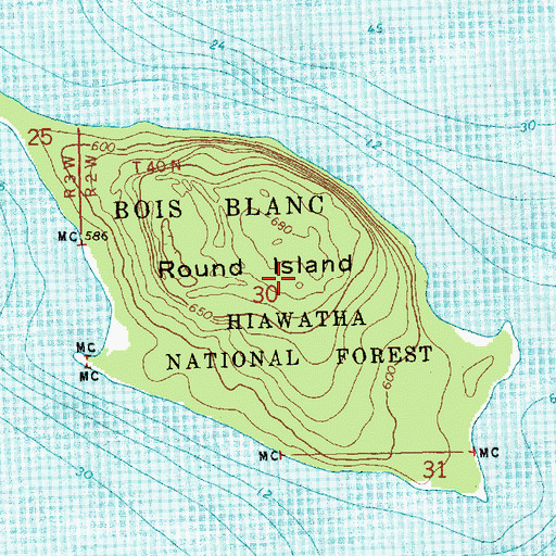Topographic Map of Round Island, MI