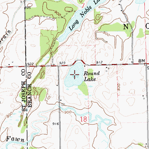 Topographic Map of Round Lake, MI