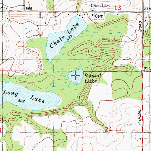 Topographic Map of Round Lake, MI