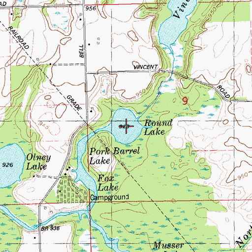 Topographic Map of Round Lake, MI