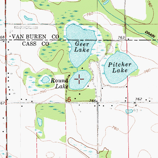 Topographic Map of Round Lake, MI