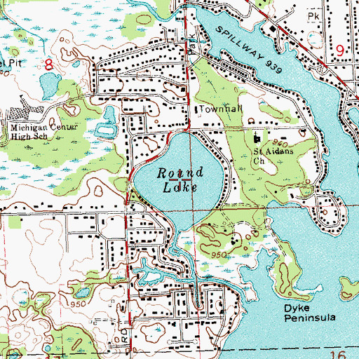 Topographic Map of Round Lake, MI