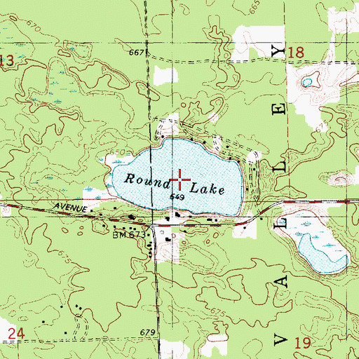 Topographic Map of Round Lake, MI