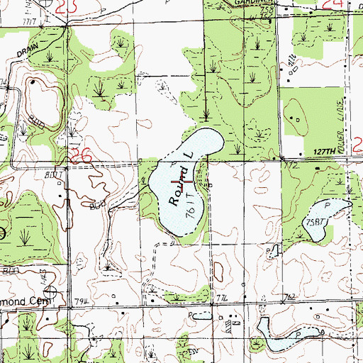 Topographic Map of Round Lake, MI