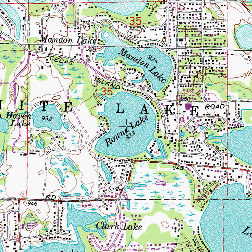 Topographic Map of Round Lake, MI