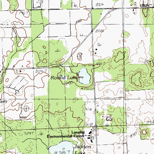 Topographic Map of Round Lake, MI