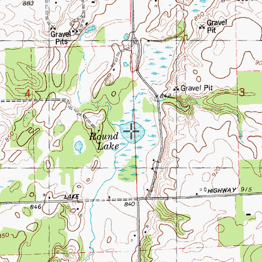 Topographic Map of Round Lake, MI