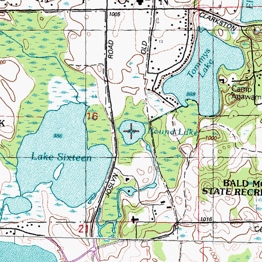 Topographic Map of Round Lake, MI