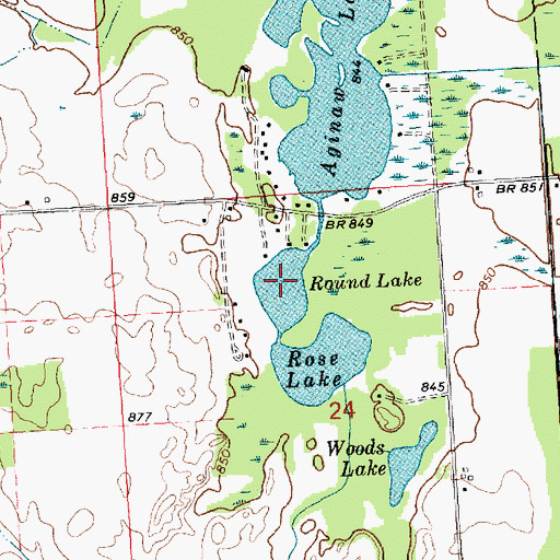 Topographic Map of Round Lake, MI