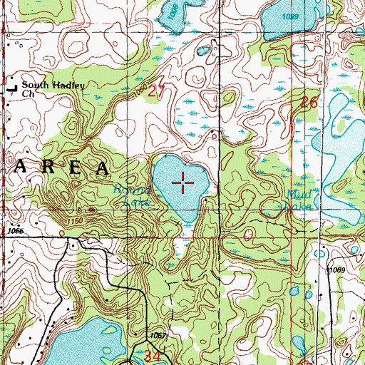 Topographic Map of Round Lake, MI