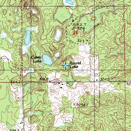 Topographic Map of Round Lake, MI