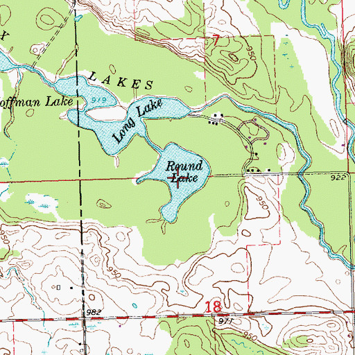 Topographic Map of Round Lake, MI