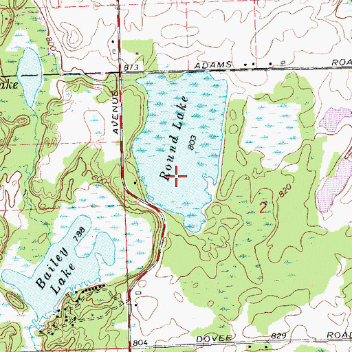Topographic Map of Round Lake, MI