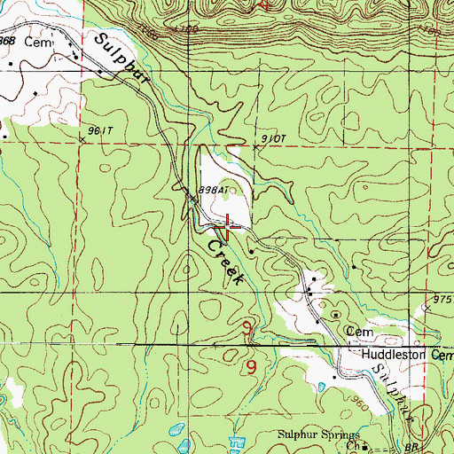 Topographic Map of Sulphur Springs School (historical), AR