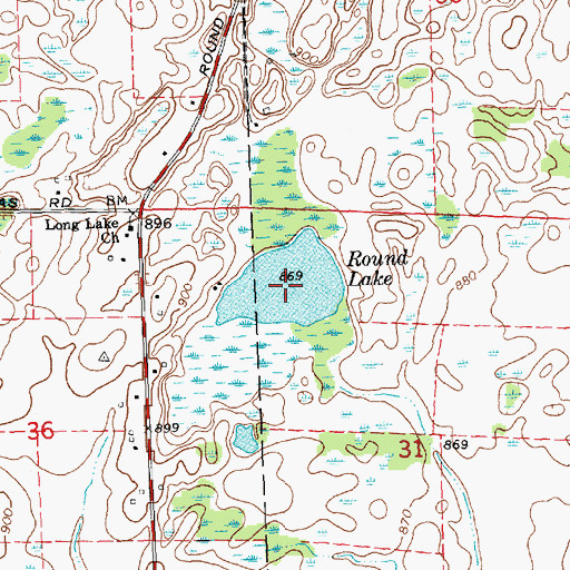 Topographic Map of Round Lake, MI