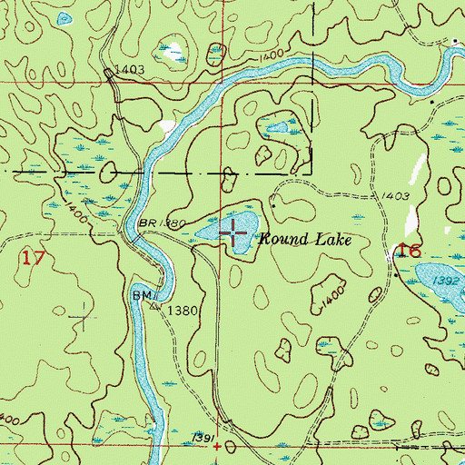 Topographic Map of Round Lake, MI