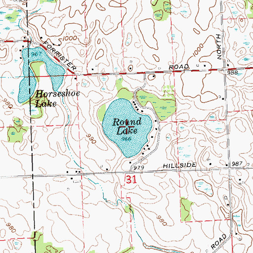 Topographic Map of Round Lake, MI