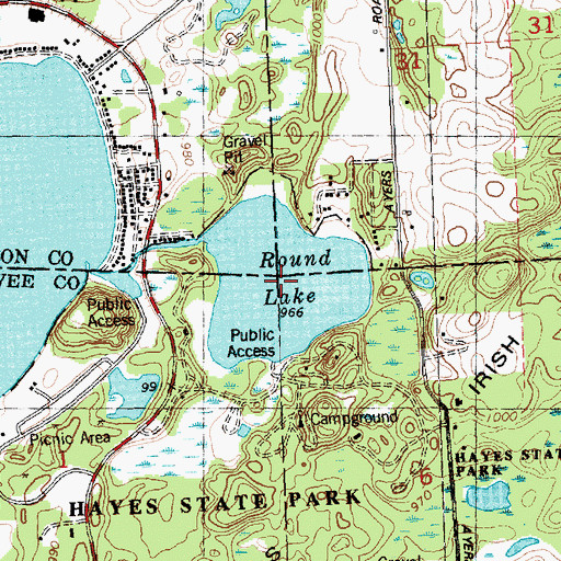 Topographic Map of Round Lake, MI