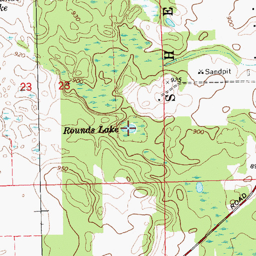 Topographic Map of Rounds Lake, MI