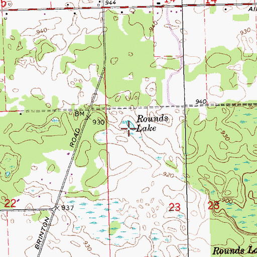 Topographic Map of Rounds Lake, MI