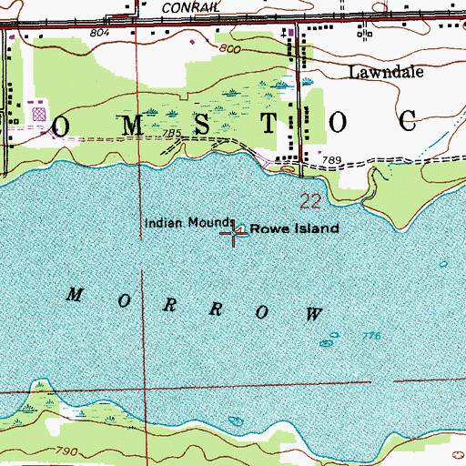 Topographic Map of Rowe Island, MI