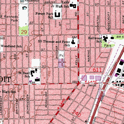 Topographic Map of Roxana Park School, MI