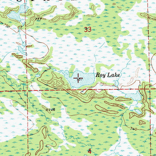 Topographic Map of Roy Lake, MI