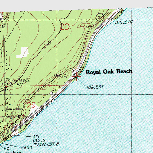 Topographic Map of Royal Oak Beach, MI