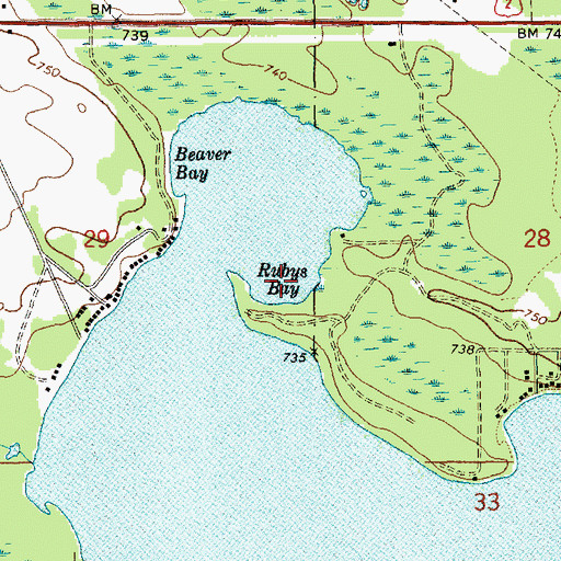 Topographic Map of Rubys Bay, MI