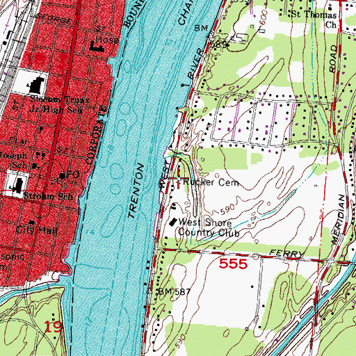 Topographic Map of Rucker Cemetery, MI
