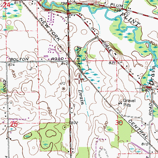 Topographic Map of Rudner Drain, MI