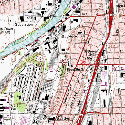 Topographic Map of Roberto Clemente Park, MI