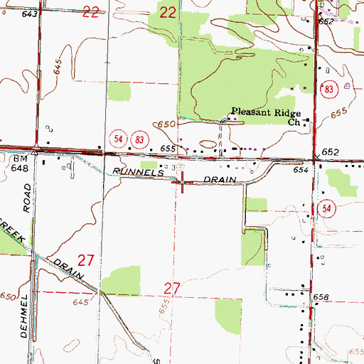 Topographic Map of Runnels Drain, MI