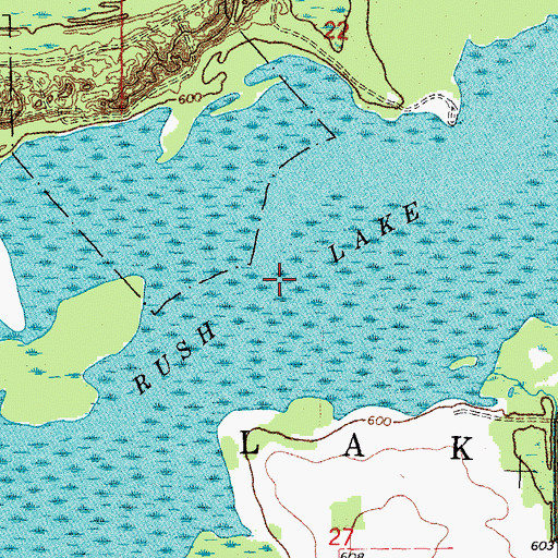 Topographic Map of Rush Lake, MI