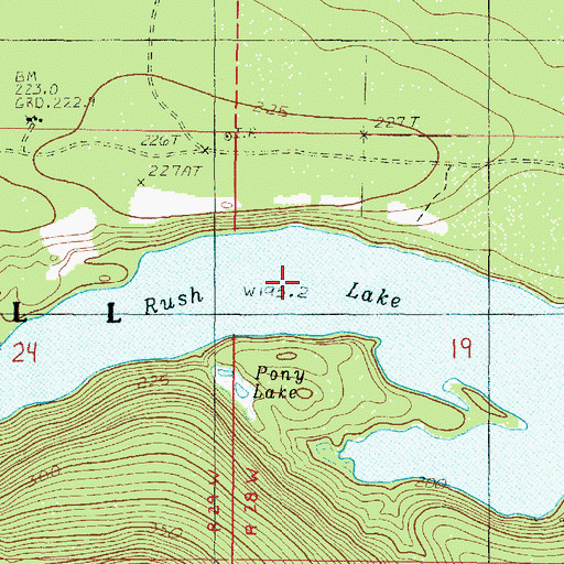 Topographic Map of Rush Lake, MI