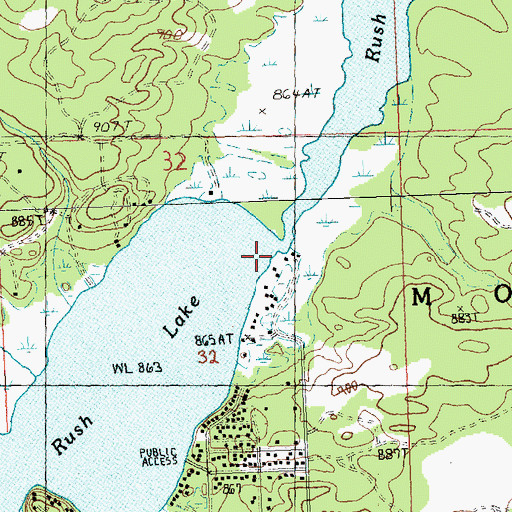 Topographic Map of Rush Lake, MI