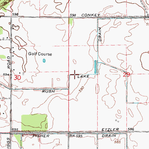 Topographic Map of Rush Lake Drain, MI
