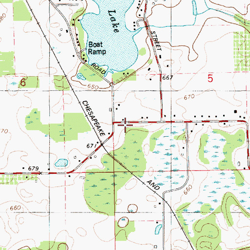 Topographic Map of Rush Lake School, MI