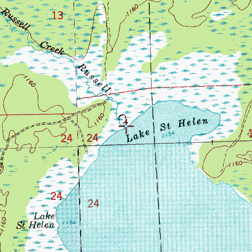 Topographic Map of Russell Creek, MI