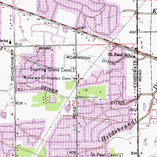 Topographic Map of Russian Orthodox Cemetery, MI