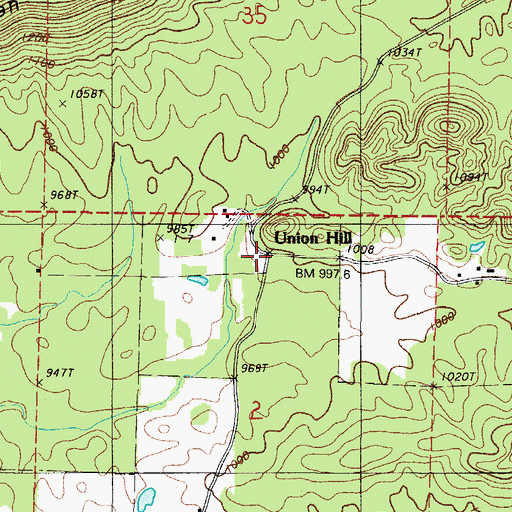 Topographic Map of Union Hill School (historical), AR