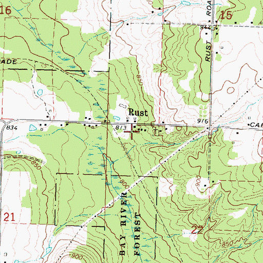 Topographic Map of Rust, MI