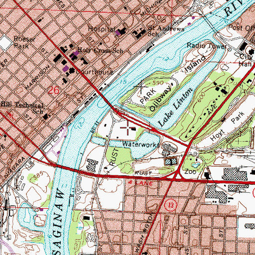 Topographic Map of Rust Park, MI